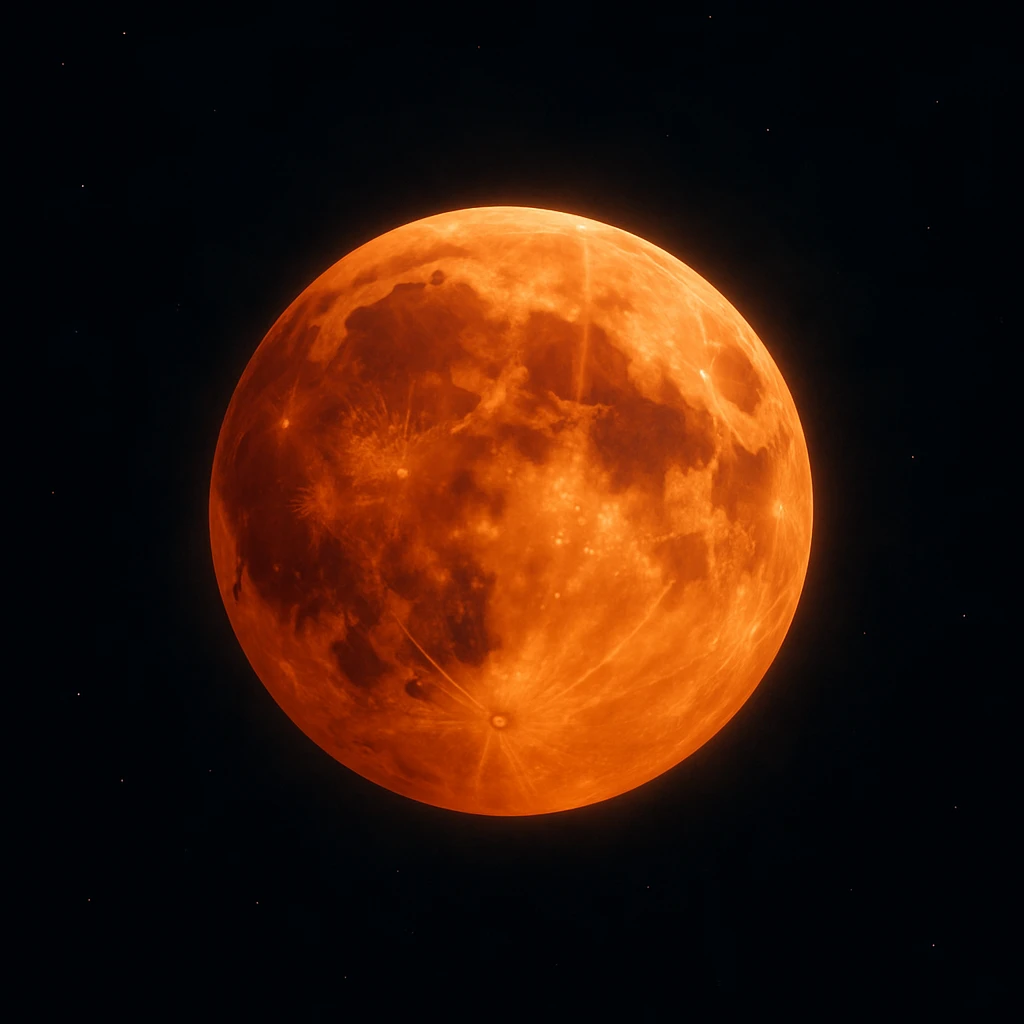 realistic style blood moon glowing in a dark sky emoji