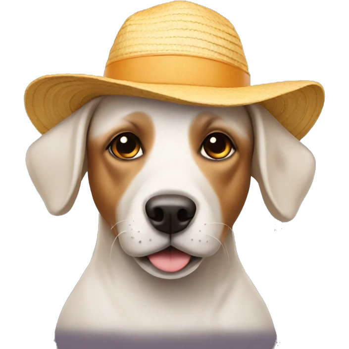 dog wearing a sun hat emoji