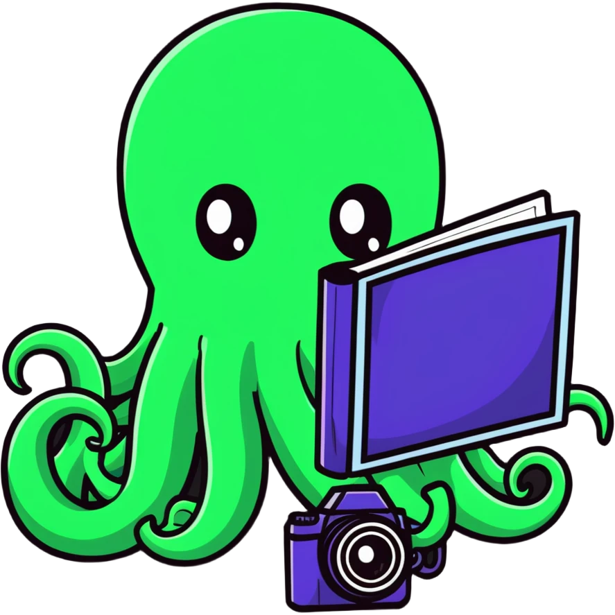 Cthulhu as a cameraman, eldritch horror with tentacle face filming with a camera emoji