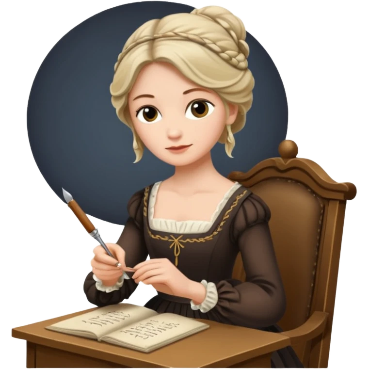 Jane austin writing with a quill in hand emoji