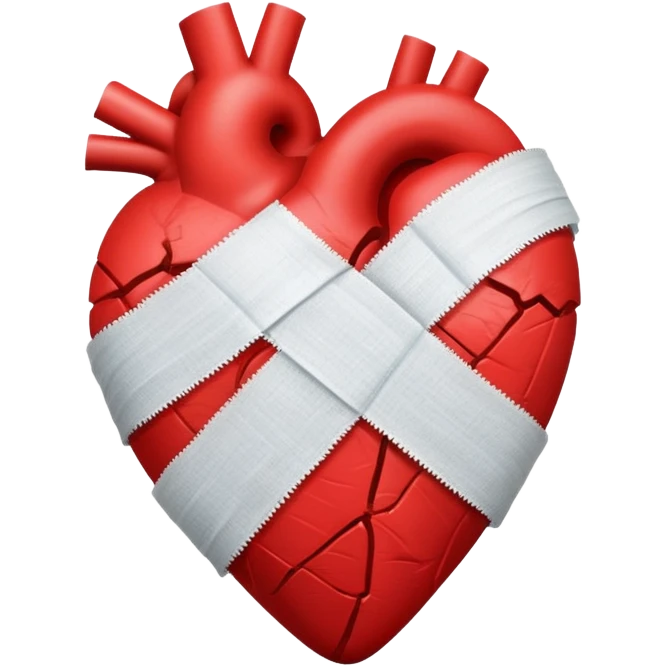 Realistic Broken Heart being bandaged up representing heartbreak ￼ emoji
