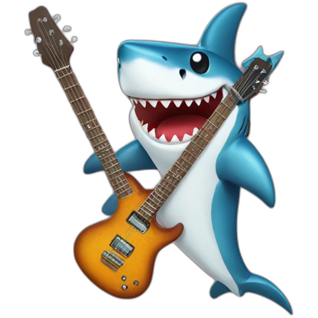 Shark rockstar with a guitar emoji