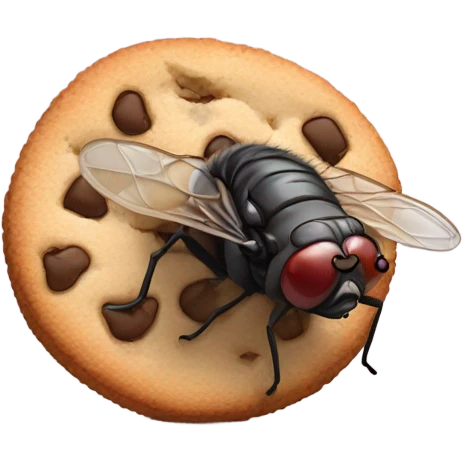 Fly with crusty lips eating cookie emoji