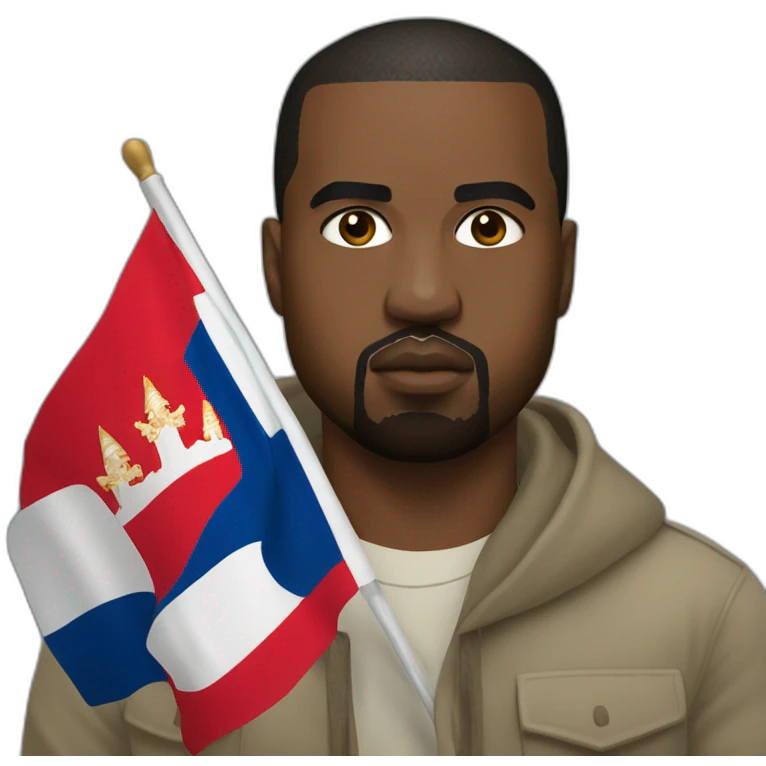 kanye west with serbian flag emoji