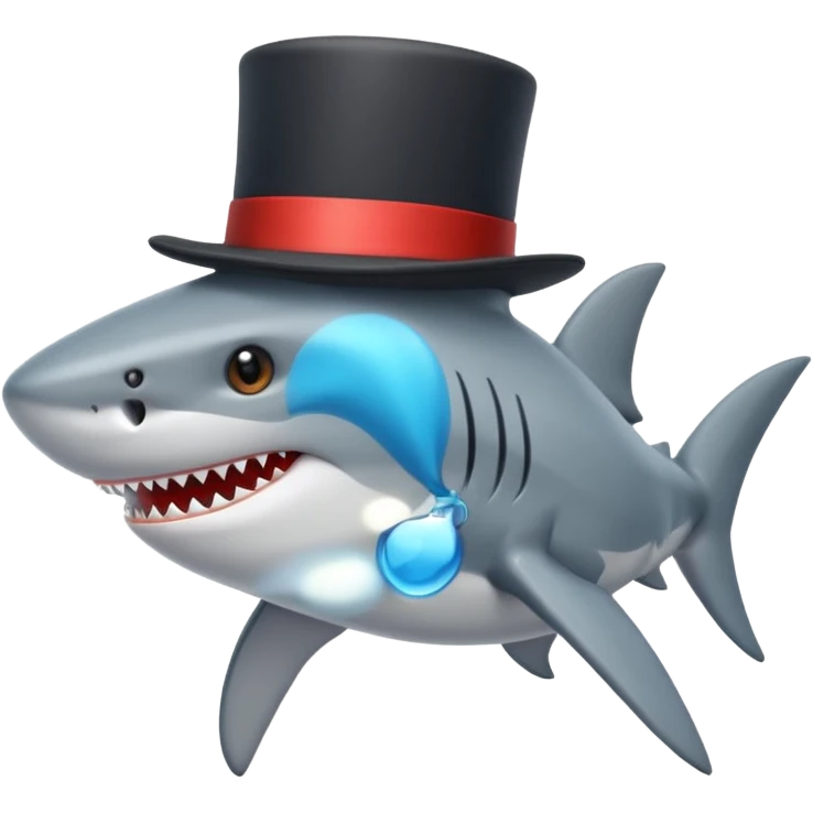 Shark with a top hat emoji