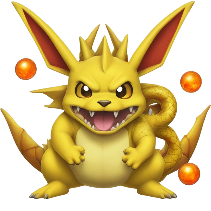 Pikachu fusion shenron with dragon balls emoji