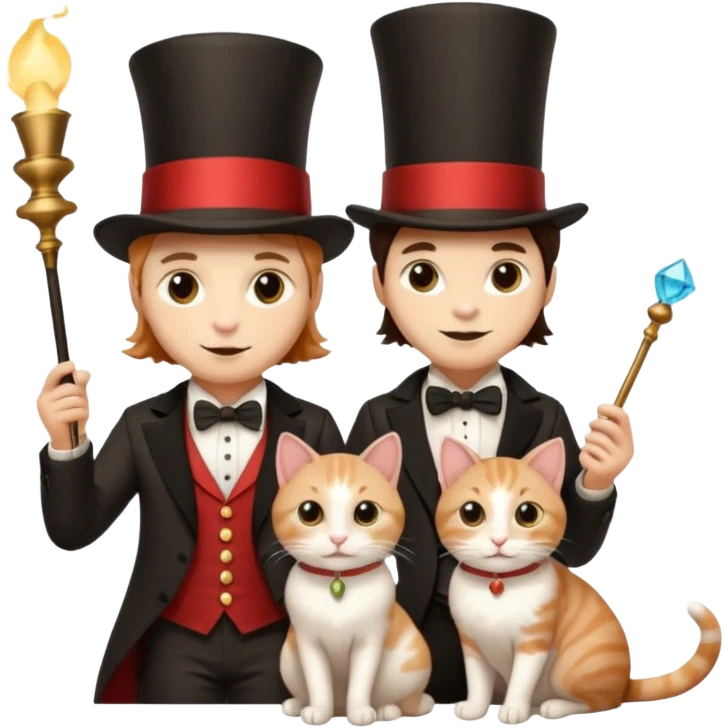 magician couple and their pet cat emoji