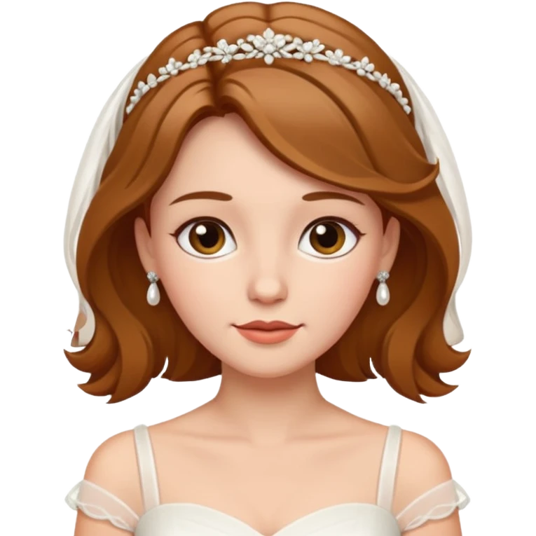 White tanned skin bride with hazel hair with a chin on her face emoji