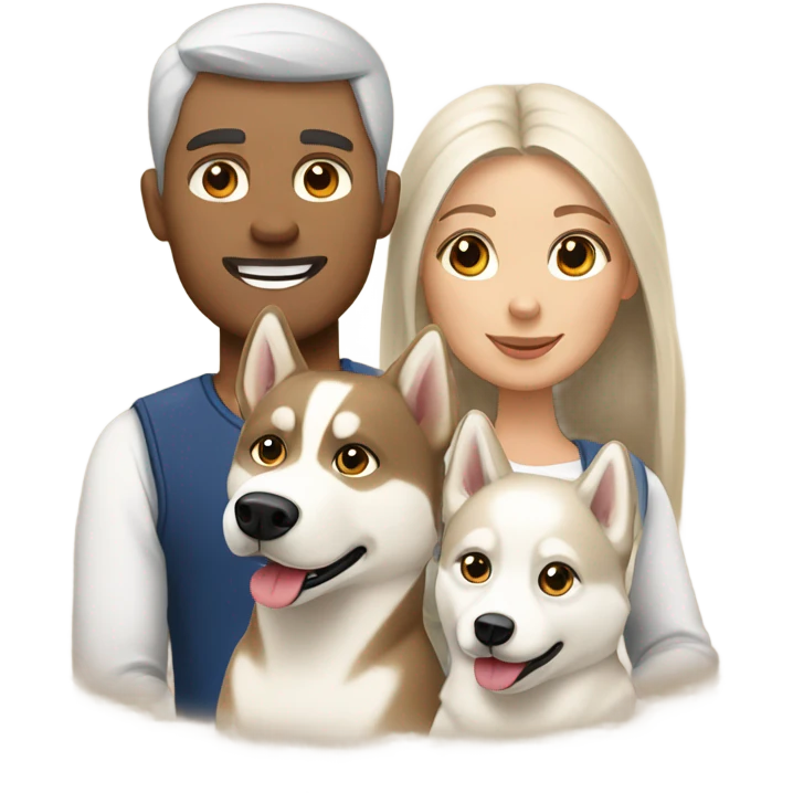 French Couple and beige light Husky siberian  emoji