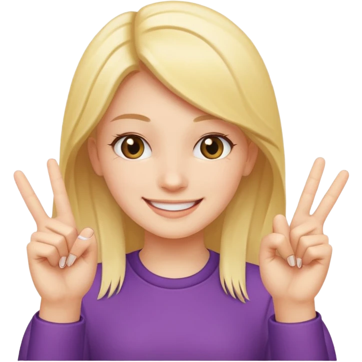 Girl smiling while holding up both middle fingers  emoji