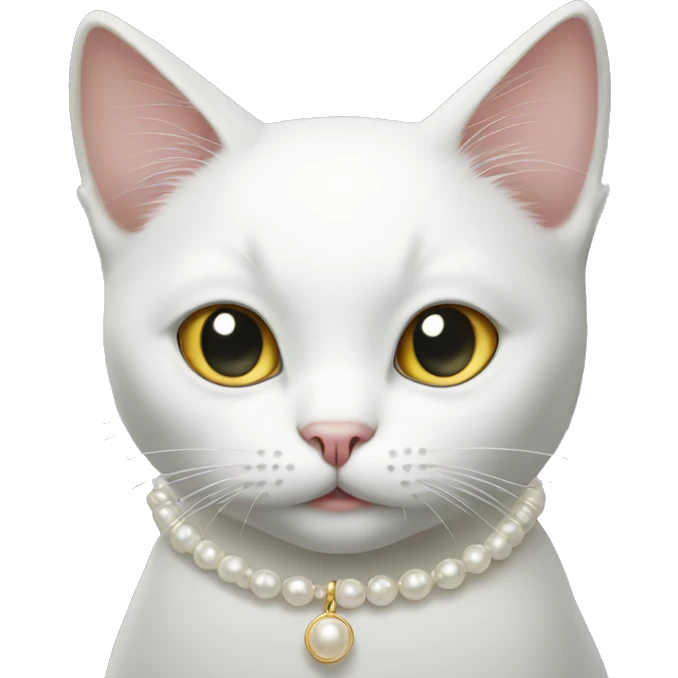White Cat wearing pearl necklace  emoji