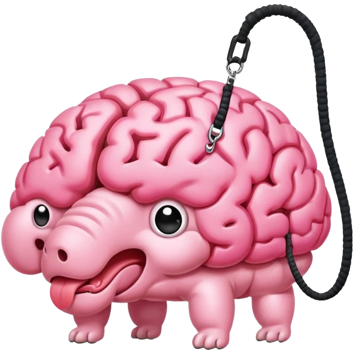 Pink brain on a leash for dogs emoji