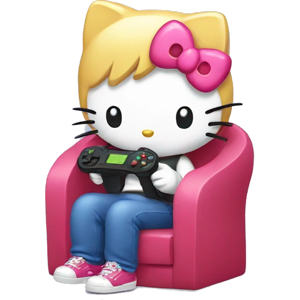 Hello kitty playing video games emoji