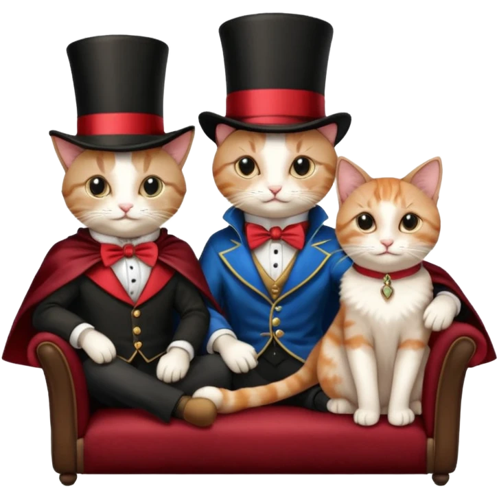 magician couple and their pet cat emoji