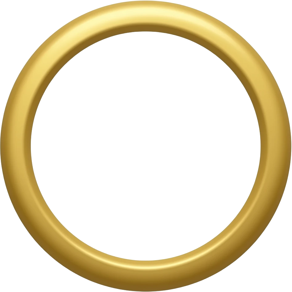 simple ring silhouette, clean circle, 1 color gold only, thick outline, no details, no background, centered, fills frame emoji