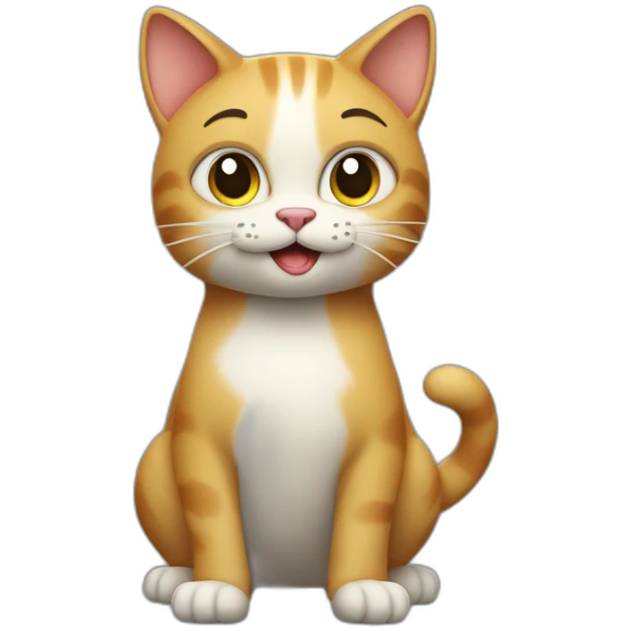 A cat standing on two legs with its hands on its hips and its big belly forward. emoji