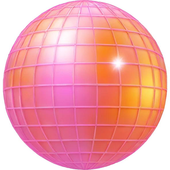 pastel pink and orange disco ball emoji