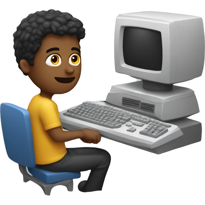guy playing computer emoji
