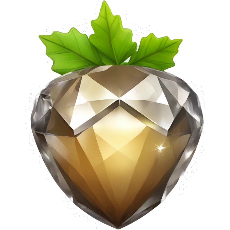 a Diamond Acorn, sparkling cut diamond, with short top and stem emoji
