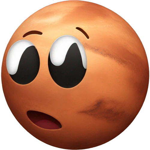Red planet with white play button emoji