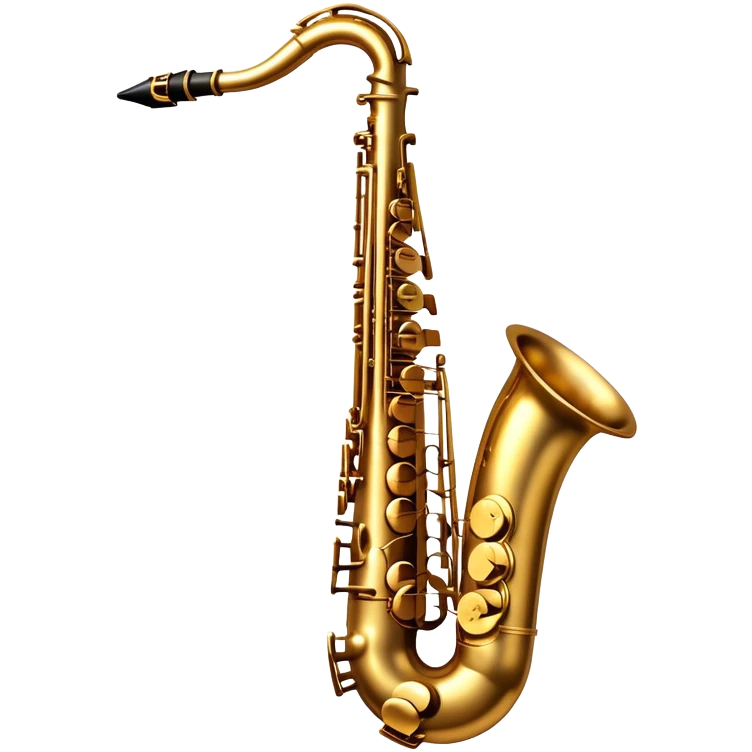 Cinematic Realistic Saxophone, smooth, curving golden brass body, intricate keywork reflecting soft warm light, rich patina adding character, glowing with a jazzy and atmospheric presence. emoji