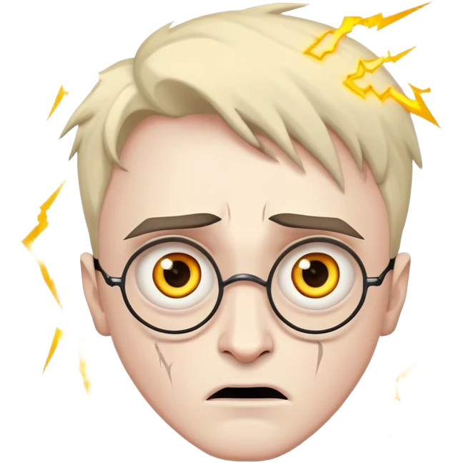 Scary Harry Potter with lightning scar and creepy eyes emoji
