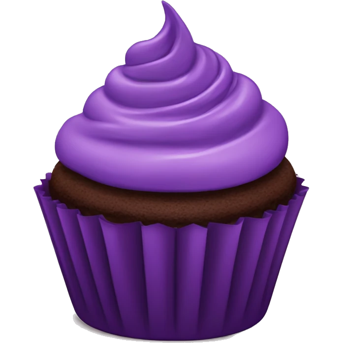 Chocolate cupcake with purple cream emoji