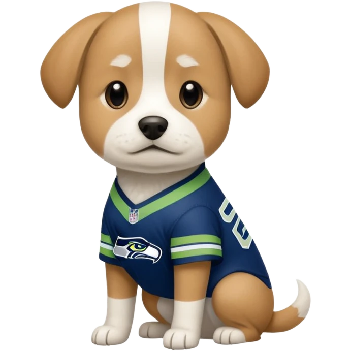 White and tan dog wearing seahawks jersey emoji