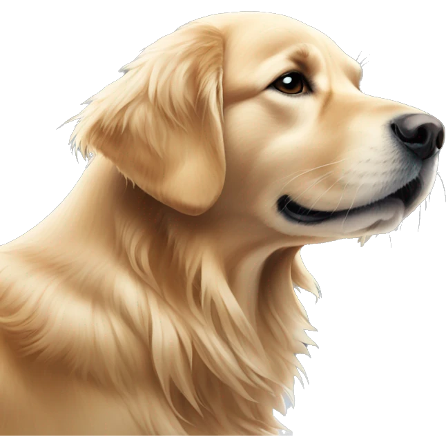 A golden retriever in the snow.  emoji