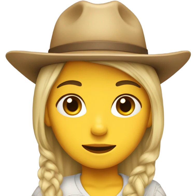 girl with beige cowboy hat, default yellow skin emoji
