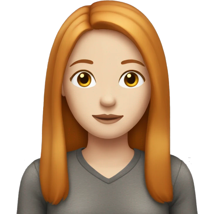 Beautiful girl with straight ginger hair with middle parting emoji