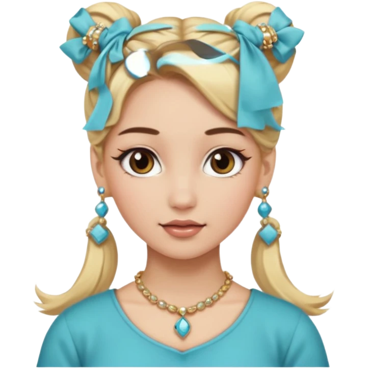 fancy blonde hair girl with ponytails brown makeup and jewellery emoji