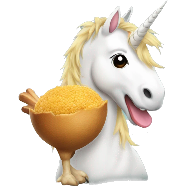 Unicorn eating a chicken emoji