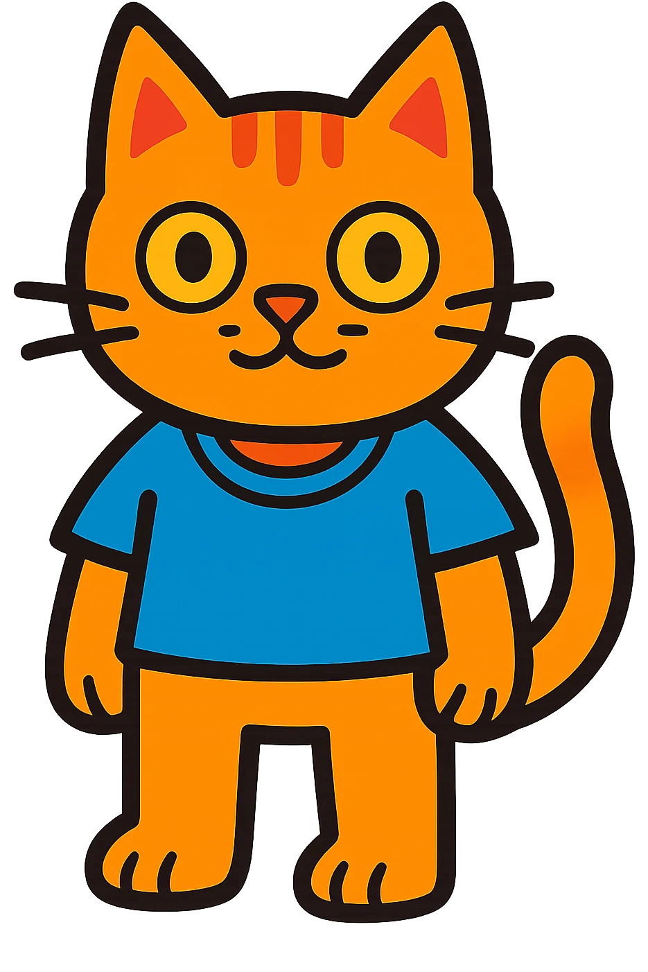 gato con camiseta, estilo cartoon vibrante emoji