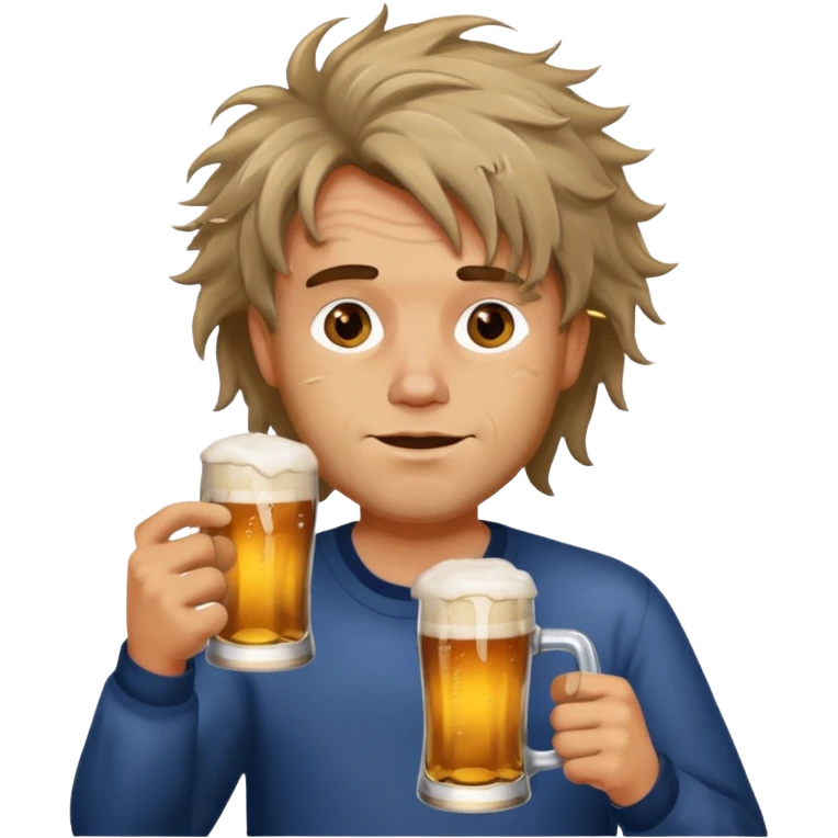 drunk man with a glass of beer emoji