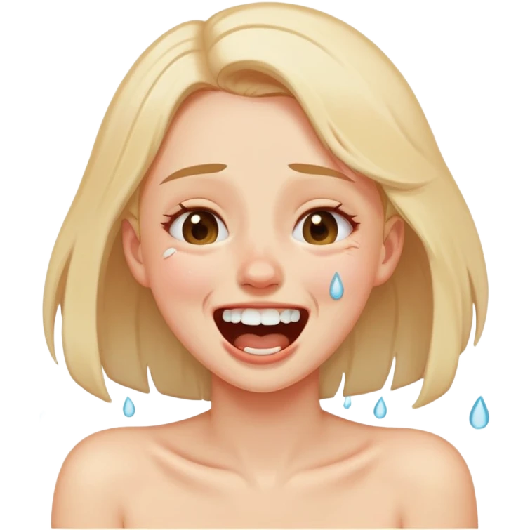 A girl laughing crying choking herself emoji