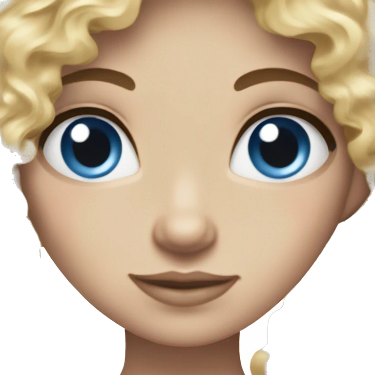 White girl with blonde curly hair and blue eyes ￼ emoji