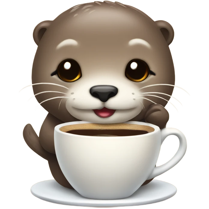 Cute otter with coffee emoji