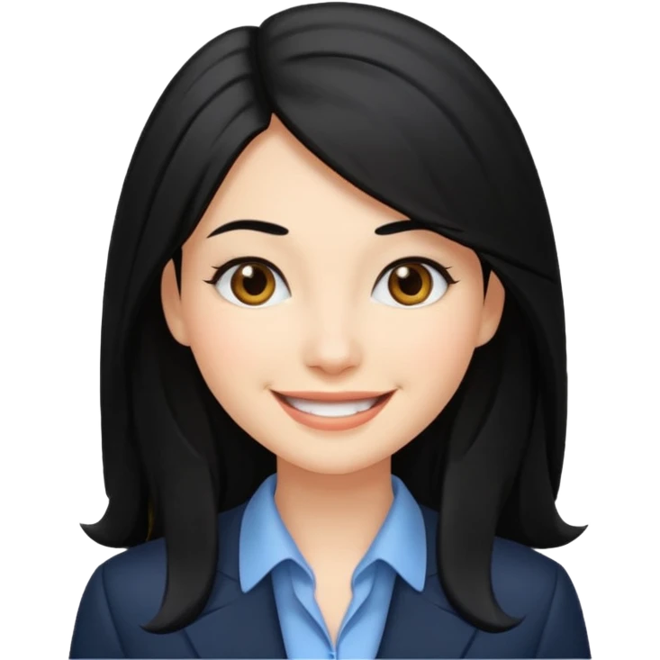 Business woman, black haired, long hair emoji