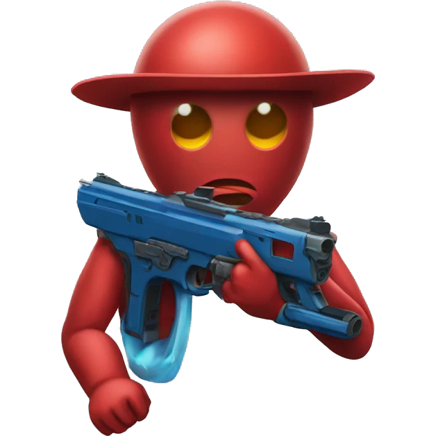 a red martian with a blue pistol emoji