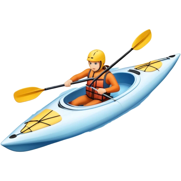 An icon showing a close-up of a sleek kayak with double-bladed paddles gliding through water. Splashes surround the boat as it cuts across a calm surface, symbolizing speed and focus. Transparent background emphasizes the dynamic and personal nature of kayak paddling. emoji