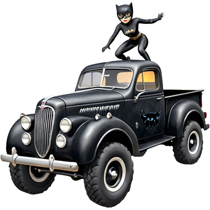 1:10 off-road lcg burning ramp-jumping Basher Wednesday Adam’s CatWoman’s 1954 blackened tarnished hotrod ford jaguar rc pickup (extra wide low-profile rock climbing tires without fenders) emoji