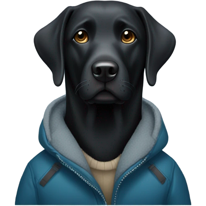 Black Lab Dog with winter jacket  emoji