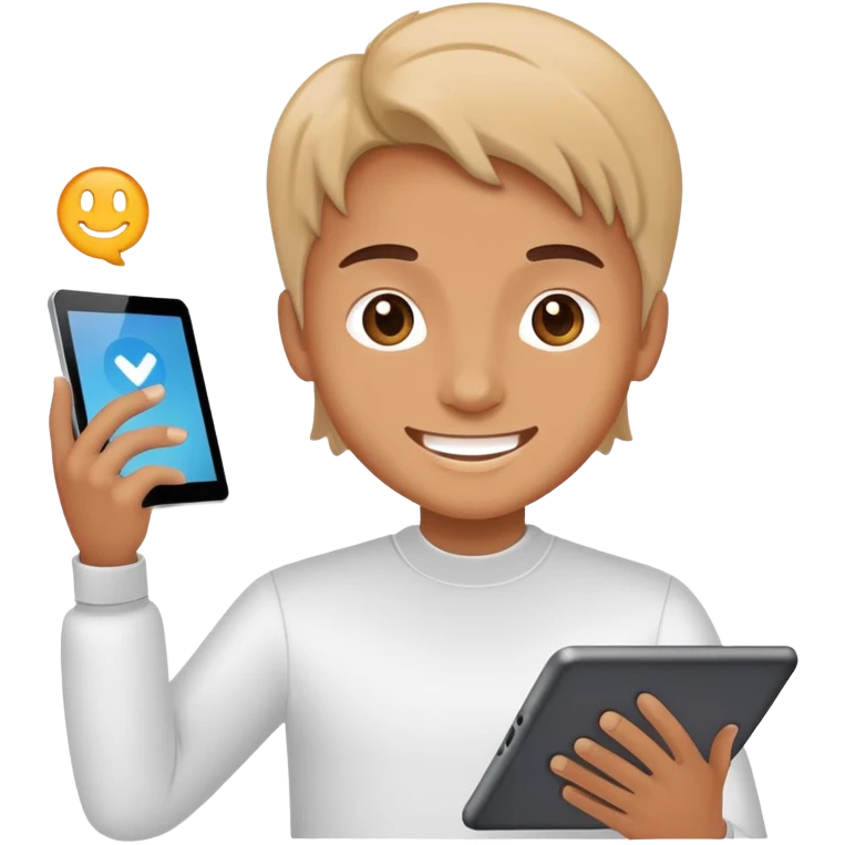 Person using communication board or tablet for assistance emoji
