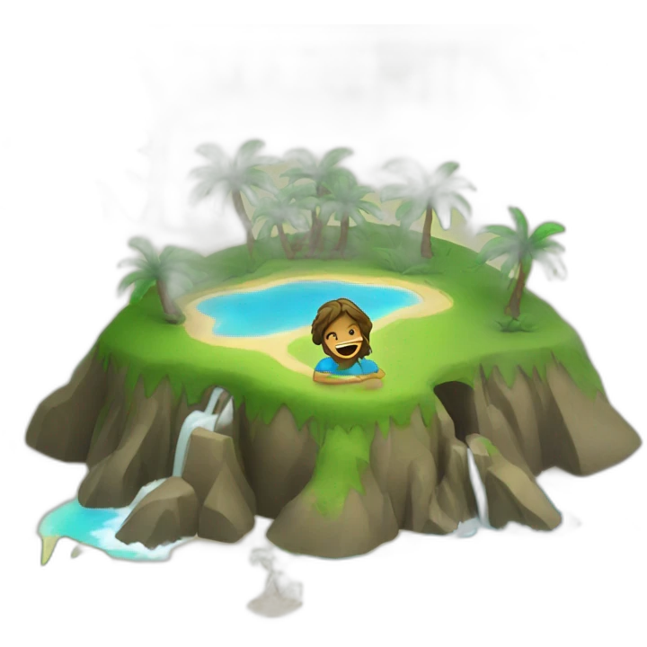 Playing on phone in an island emoji