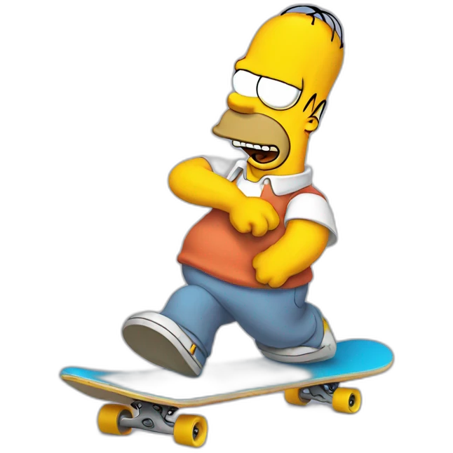 Homer simpson with a skateboard emoji