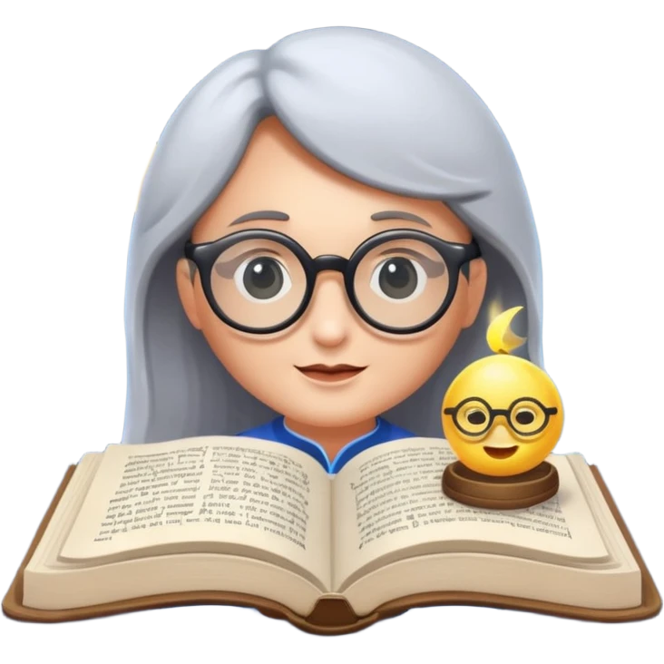 moon reading spell book with glasses emoji