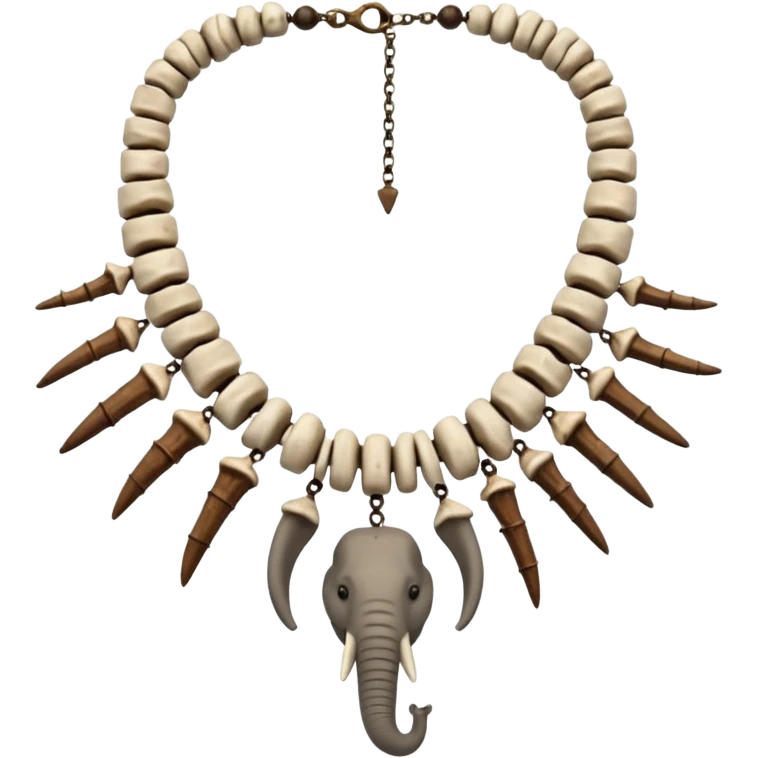 stone age necklace without human skeleton with 1 elephant teeth and different animal bones emoji
