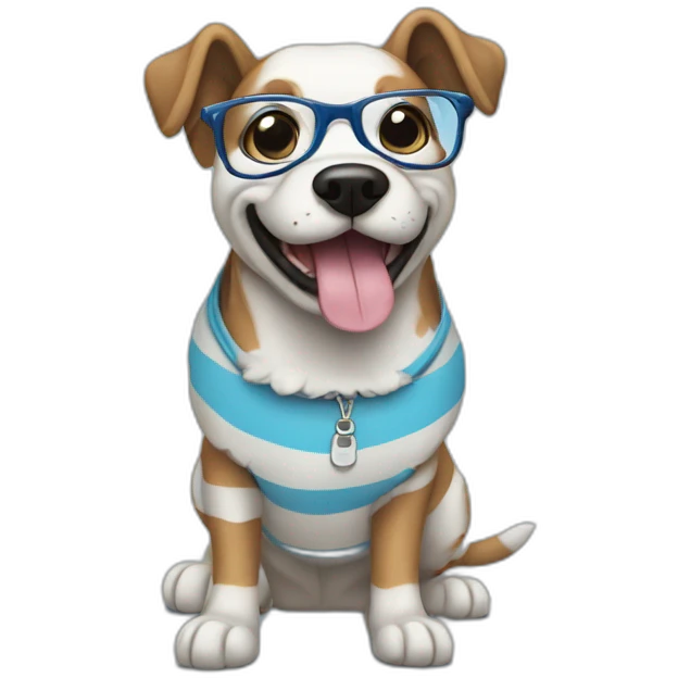 blue striped dog with glassesdog chewing a shoe emoji