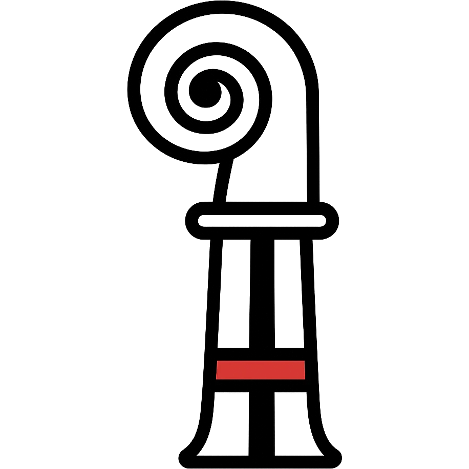 Basel-Stadt canton flag, black crozier with red details on white, clean and bold, no text, flat design emoji